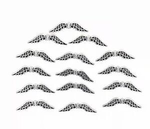 15pcs Beads for Jewelry #20345 Silver Angel Wings Beads